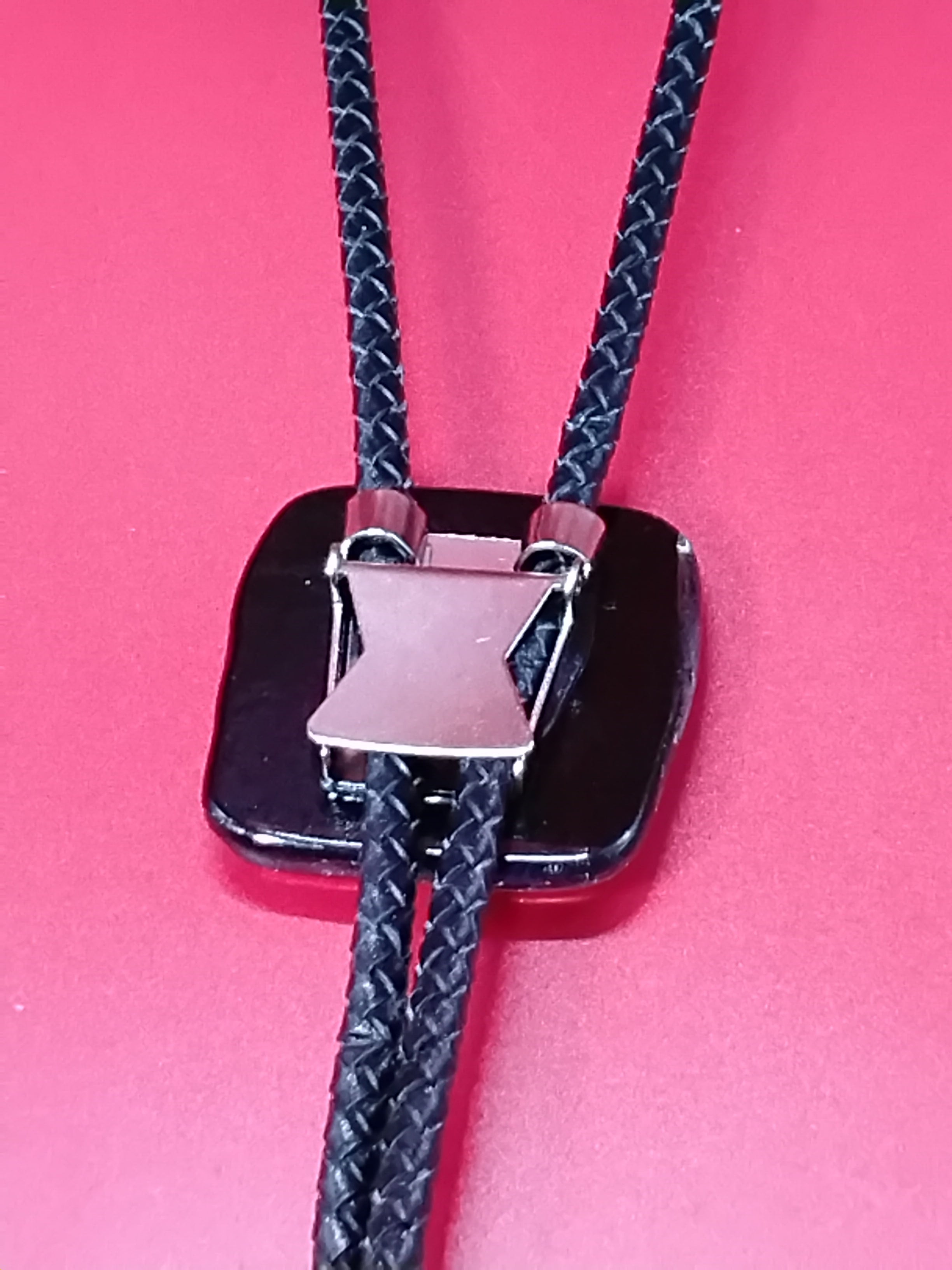 Dichroic Bolo for Cremation Vase | Modern Western Bolo | Black Genuine Leather - Adjustable Size Up To 14"inches