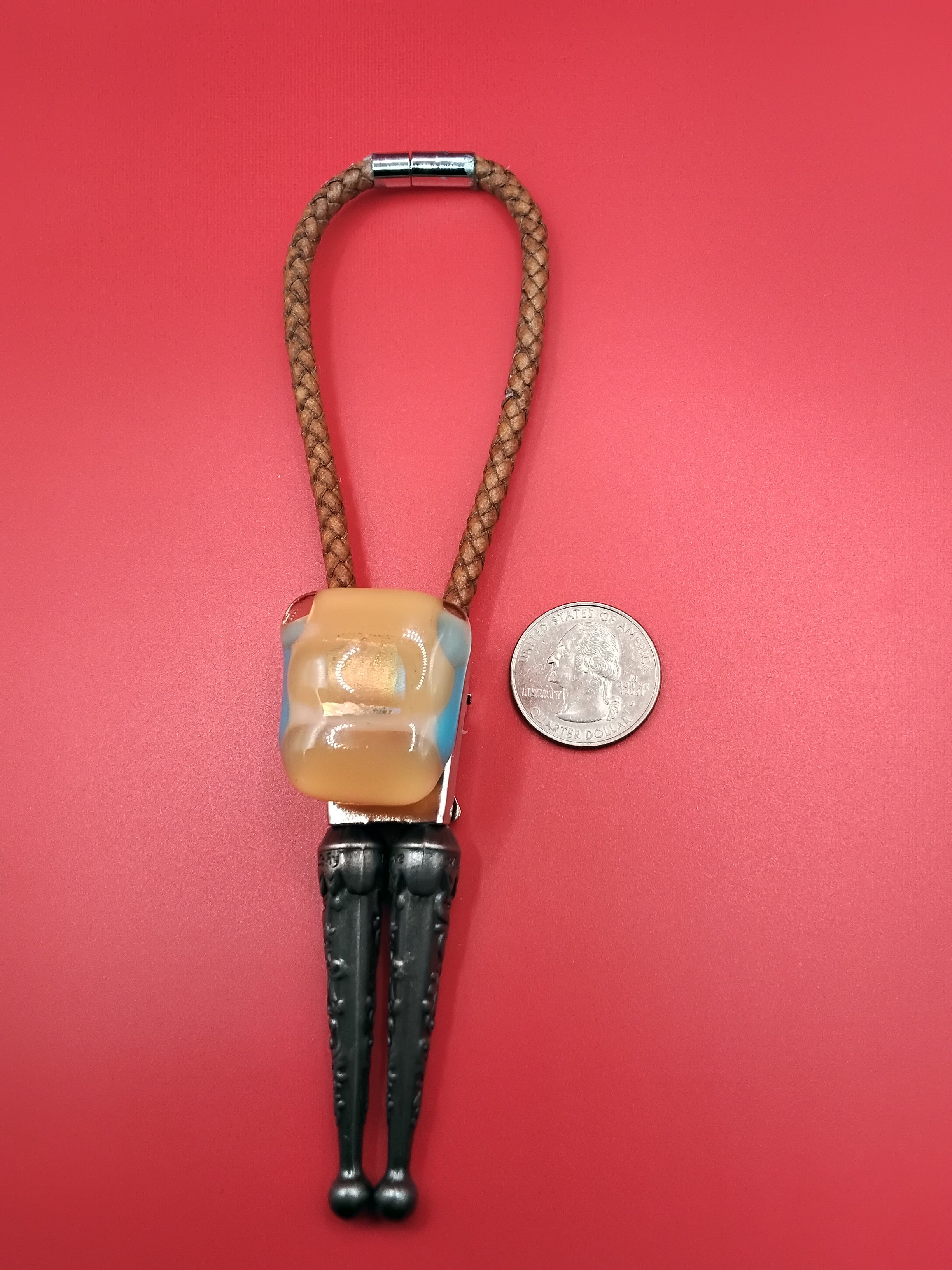 Magnetic Pet Bolo Dichroic Tan Genuine Leather Bolo -  Neck Size Up (S)