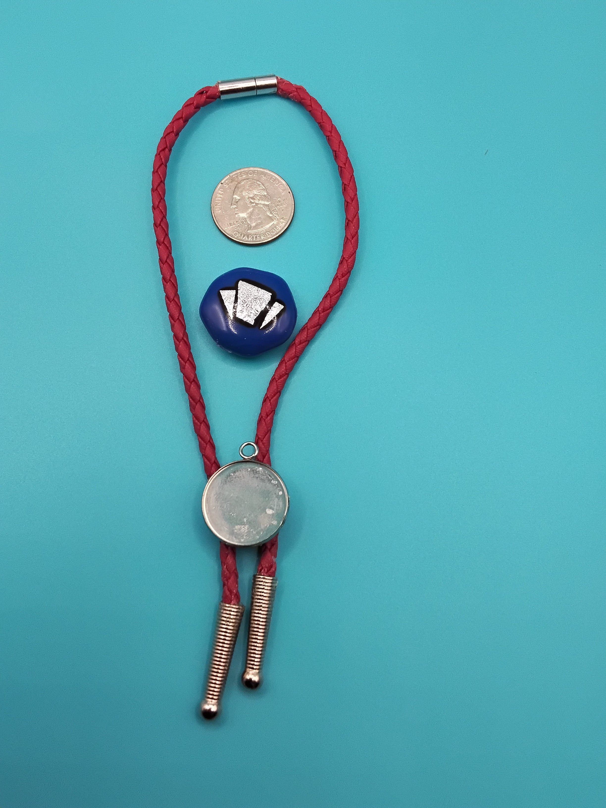 Magnetic Pet Bolo | Southwestern Pet Bolo Accessory | Dichroic Maroon Faux Leather Bolo - Neck Size (S)