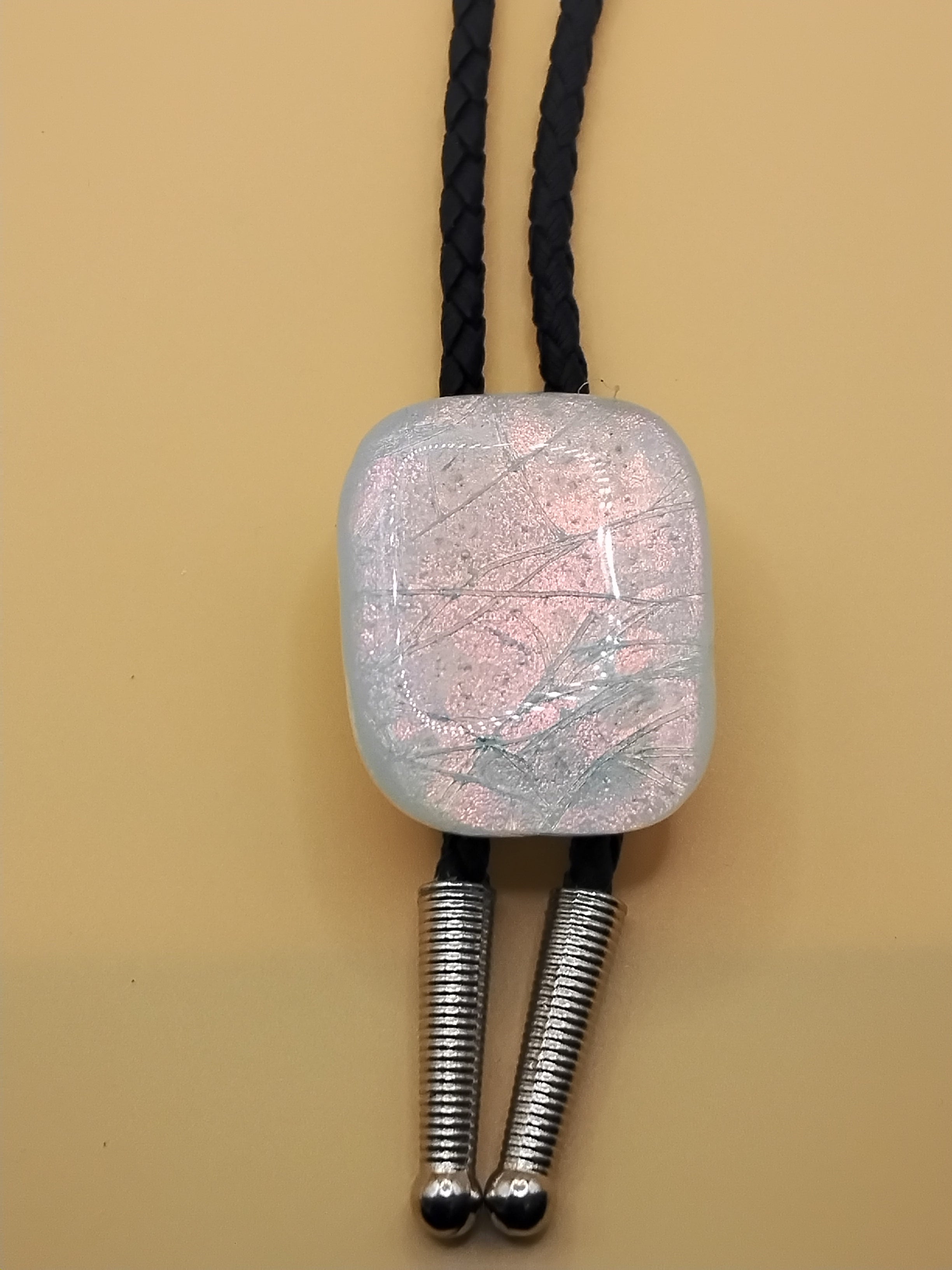 Pet Wearing Magnetic Bolo | Dichroic Black Faux Leather Bolo -  Neck Size Up (L)