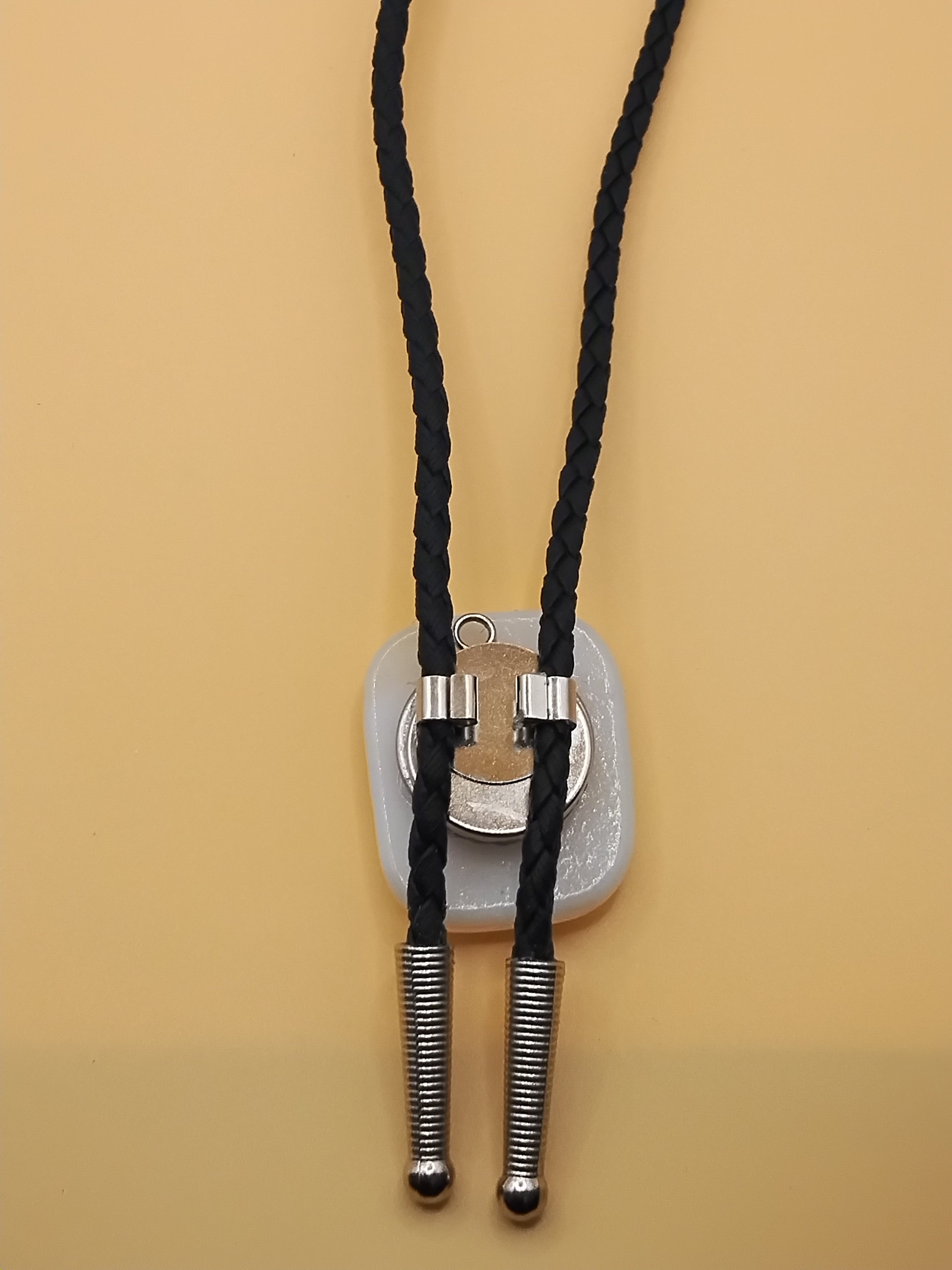 Pet Wearing Magnetic Bolo | Dichroic Black Faux Leather Bolo -  Neck Size Up (L)