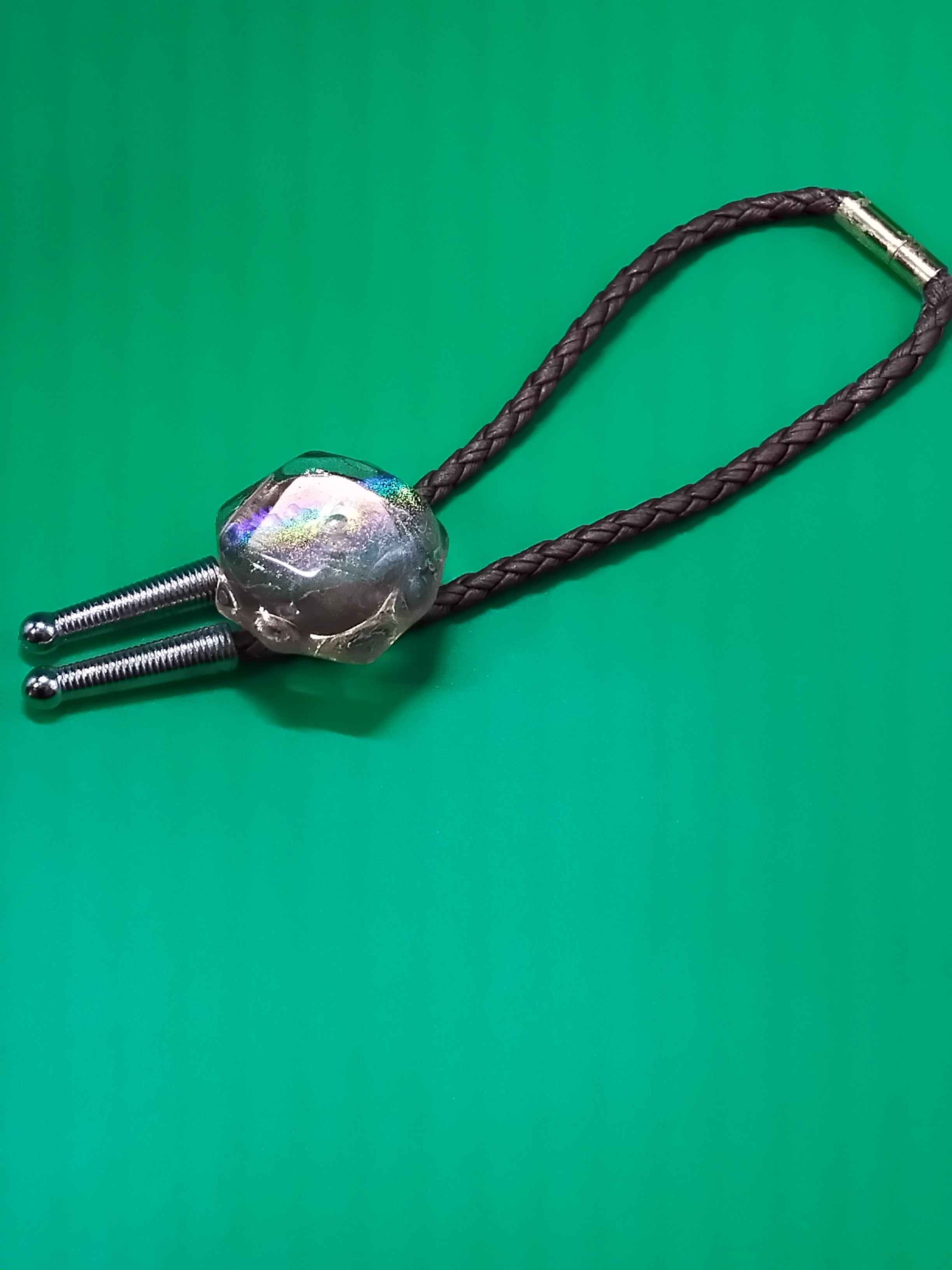 Magnetic Pet Bolo | Modern Western Bolo Tie for Pets | Dichroic Brown Faux Leather Bolo -  Neck Size Up (S)