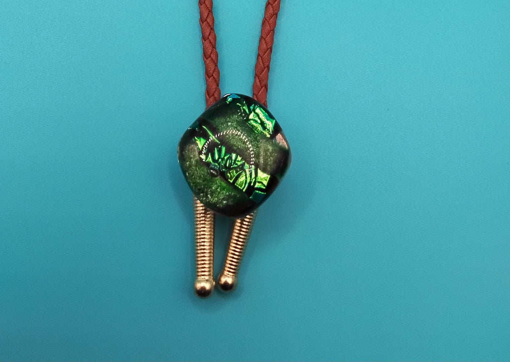 Magnetic Pet Bolo | Unique Gift for Dog & Cat Lovers | Dichroic Tan Faux Leather Bolo - Neck Size Up (S)