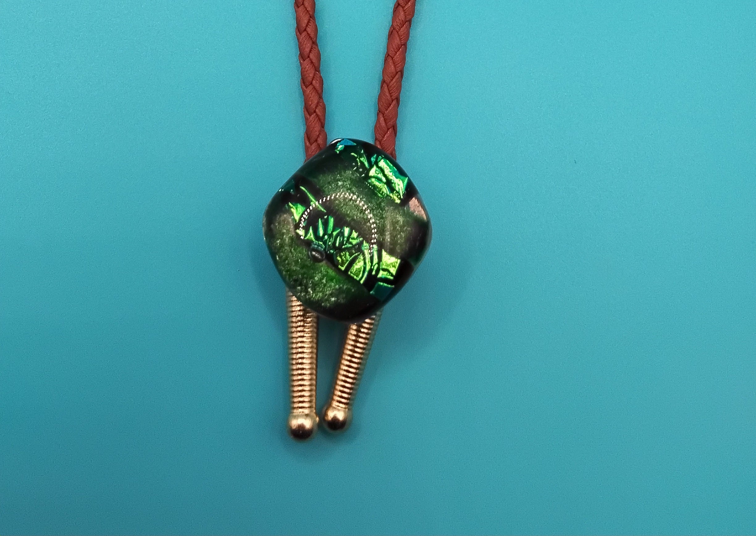 Magnetic Pet Bolo | Unique Gift for Dog & Cat Lovers | Dichroic Tan Faux Leather Bolo - Neck Size Up (S)