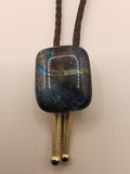 Magnetic Pet Bolo | Special Occasion Pet Accessory | Dichroic Brown Genuine Leather Bolo - Neck Size (XL)