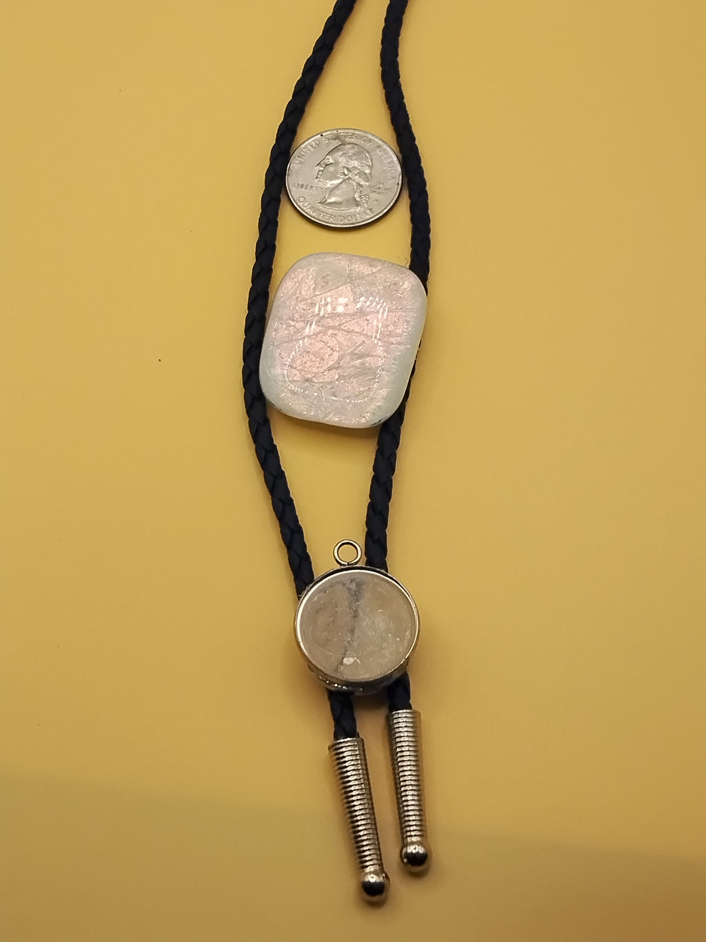 Pet Wearing Magnetic Bolo | Dichroic Black Faux Leather Bolo -  Neck Size Up (L)