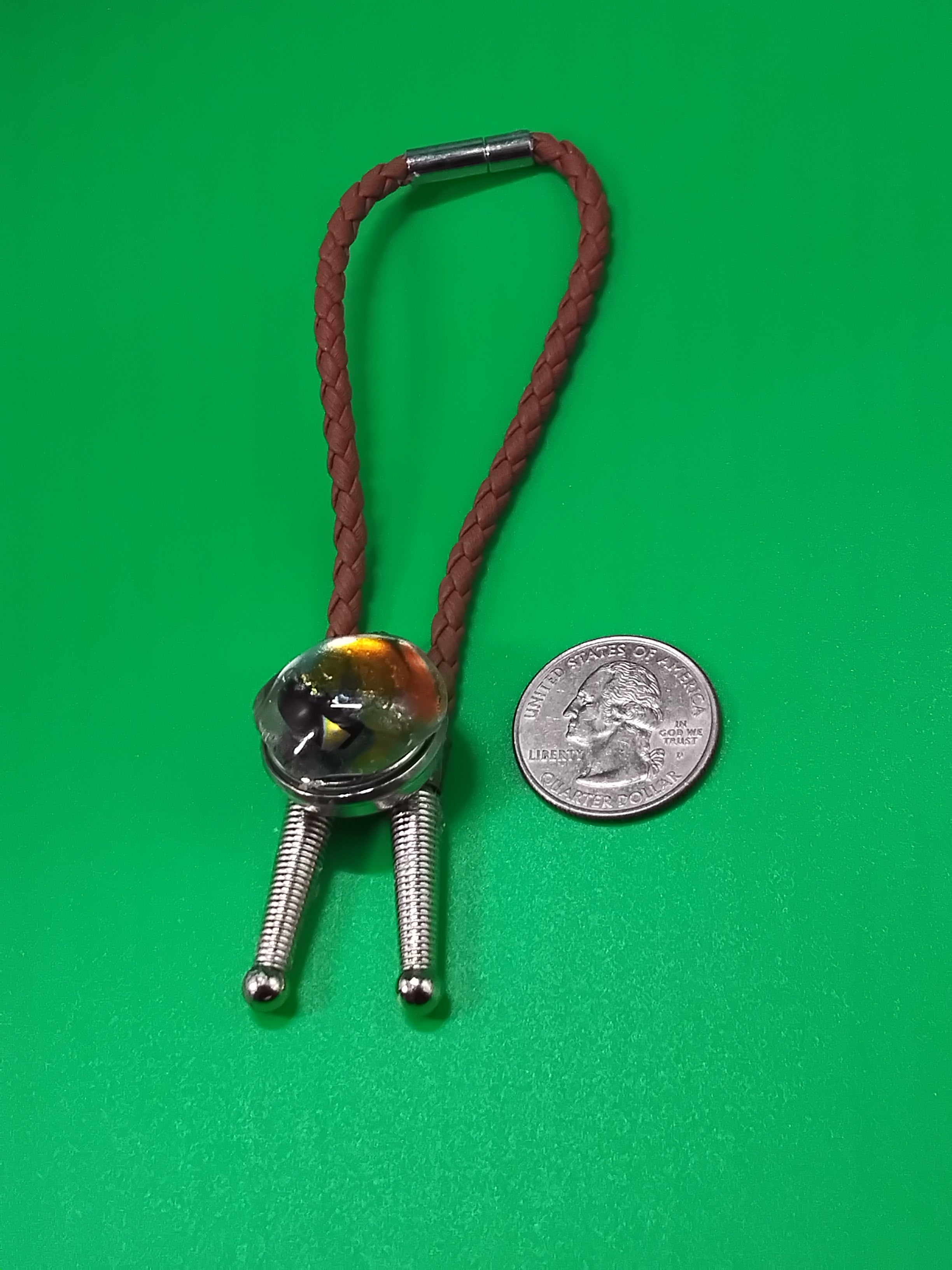 Magnetic Pet Bolo | Modern Western Bolo Tie for Pets | Dichroic Tan Faux Leather Bolo -  Neck Size Up (S)