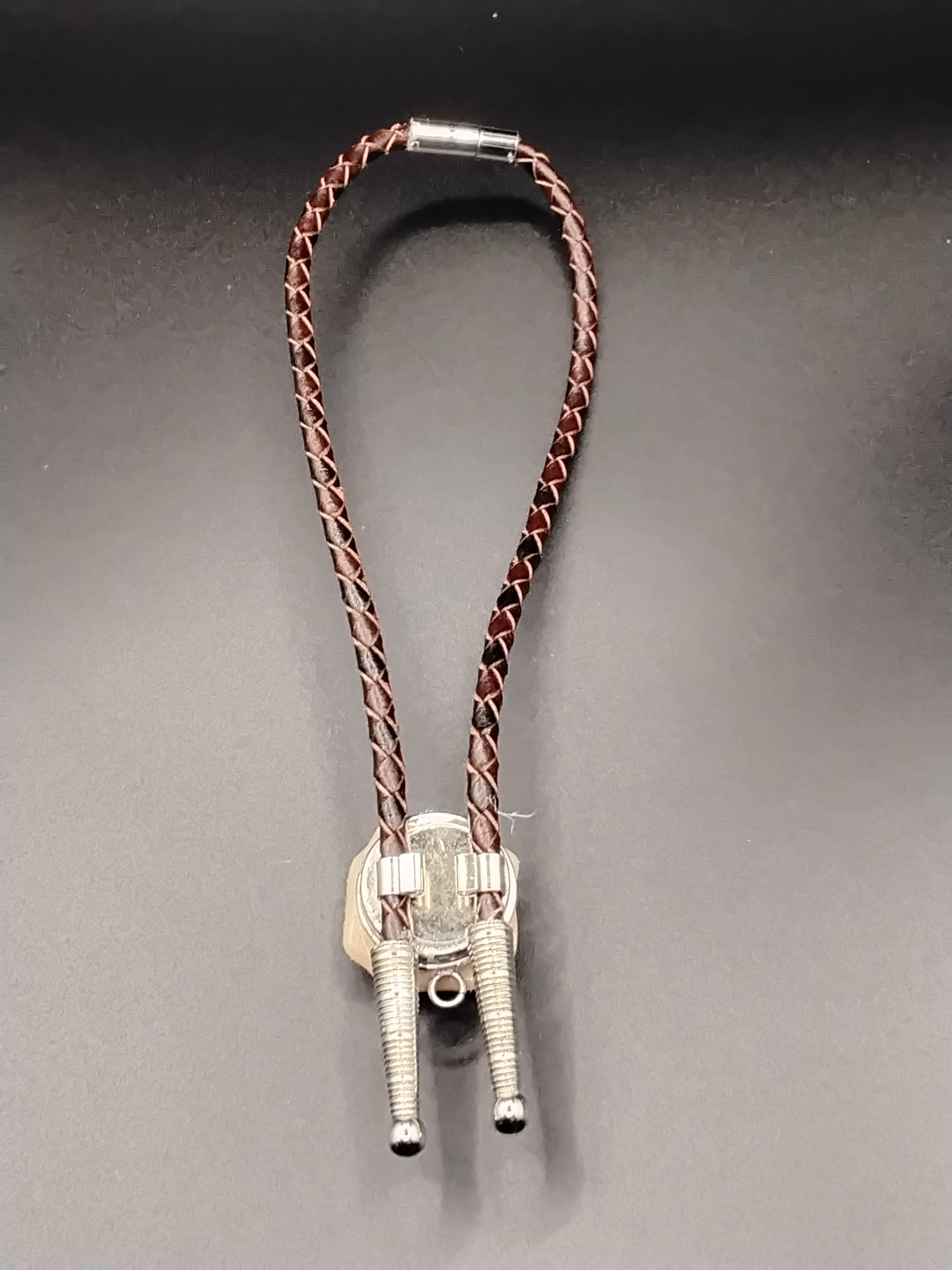 Magnetic Pet Bolo | Modern Western Bolo Tie for Pets | Dichroic Brown Genuine Leather Bolo -  Neck Size Up (S)