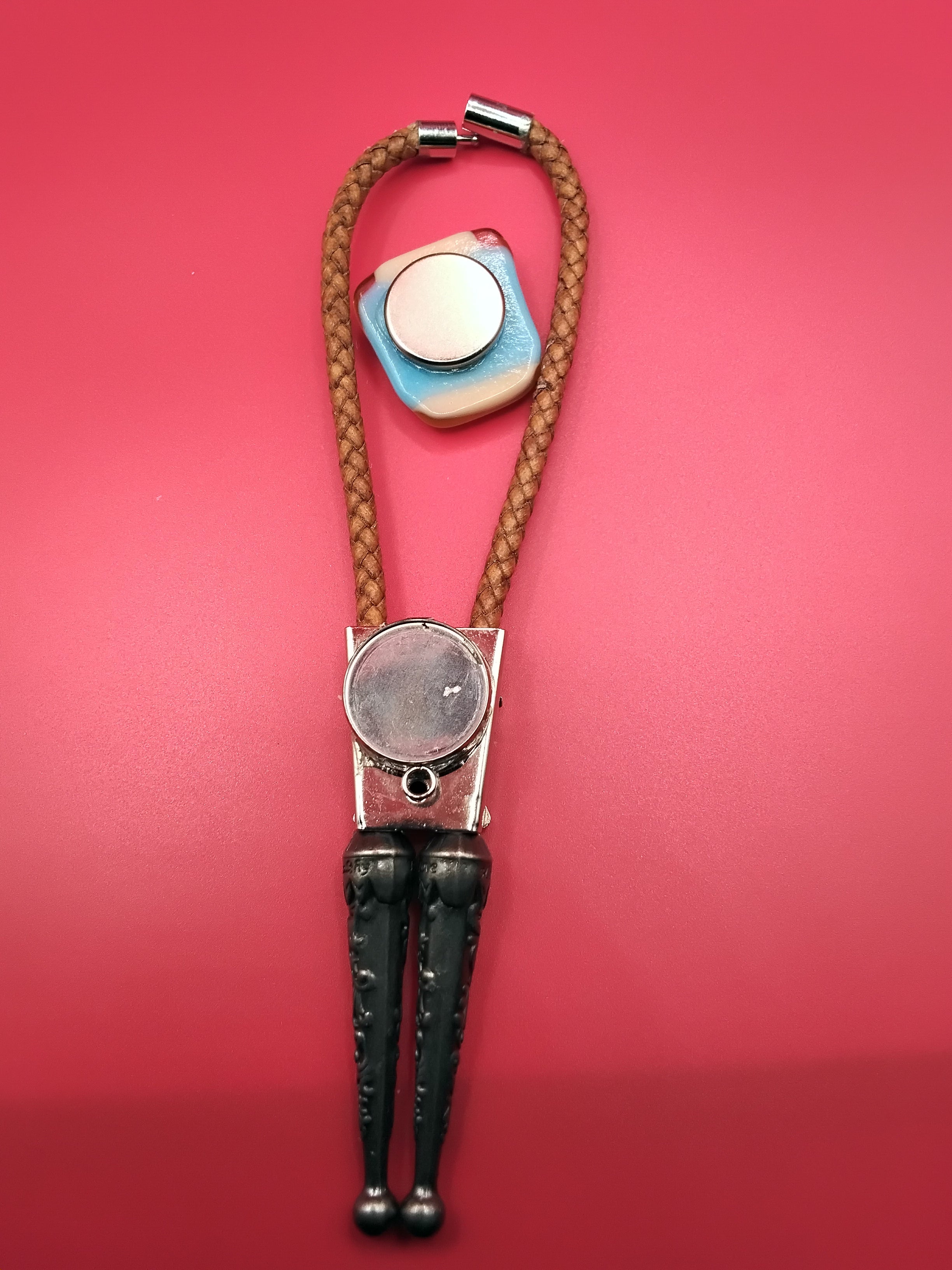 Magnetic Pet Bolo Dichroic Tan Genuine Leather Bolo -  Neck Size Up (S)