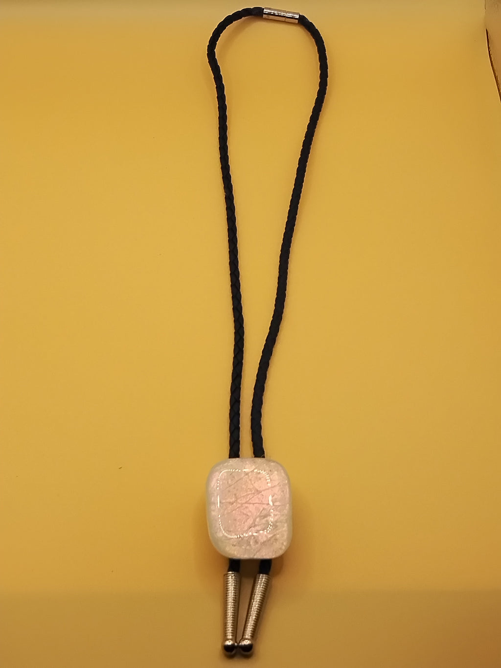 Pet Wearing Magnetic Bolo | Dichroic Black Faux Leather Bolo -  Neck Size Up (L)