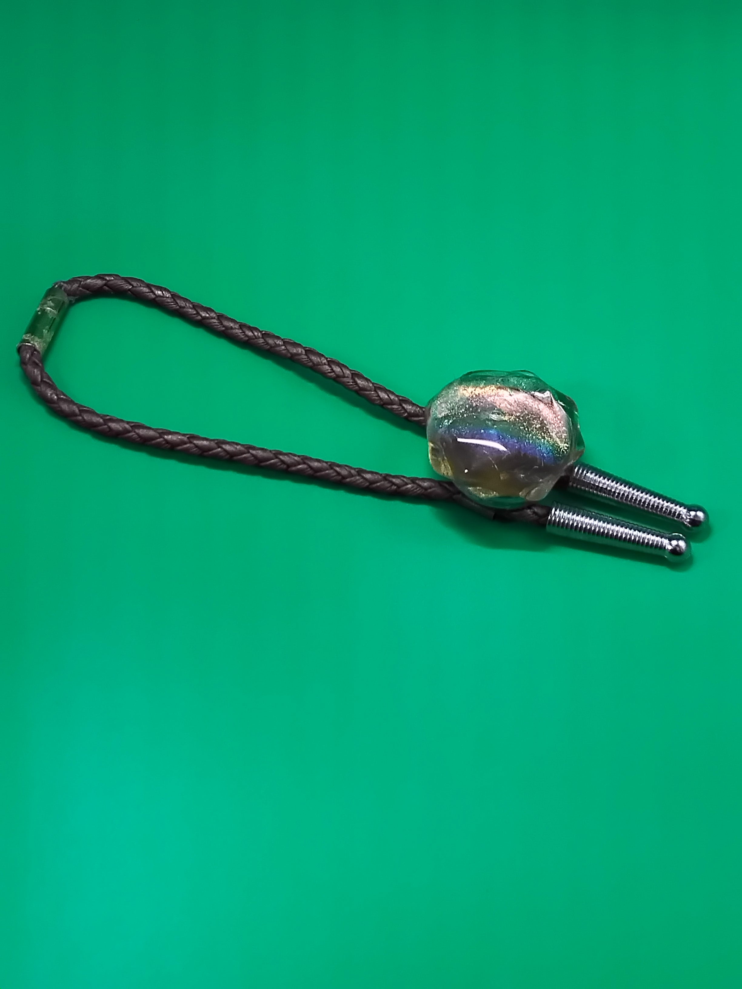 Magnetic Pet Bolo | Modern Western Bolo Tie for Pets | Dichroic Brown Faux Leather Bolo -  Neck Size Up (S)