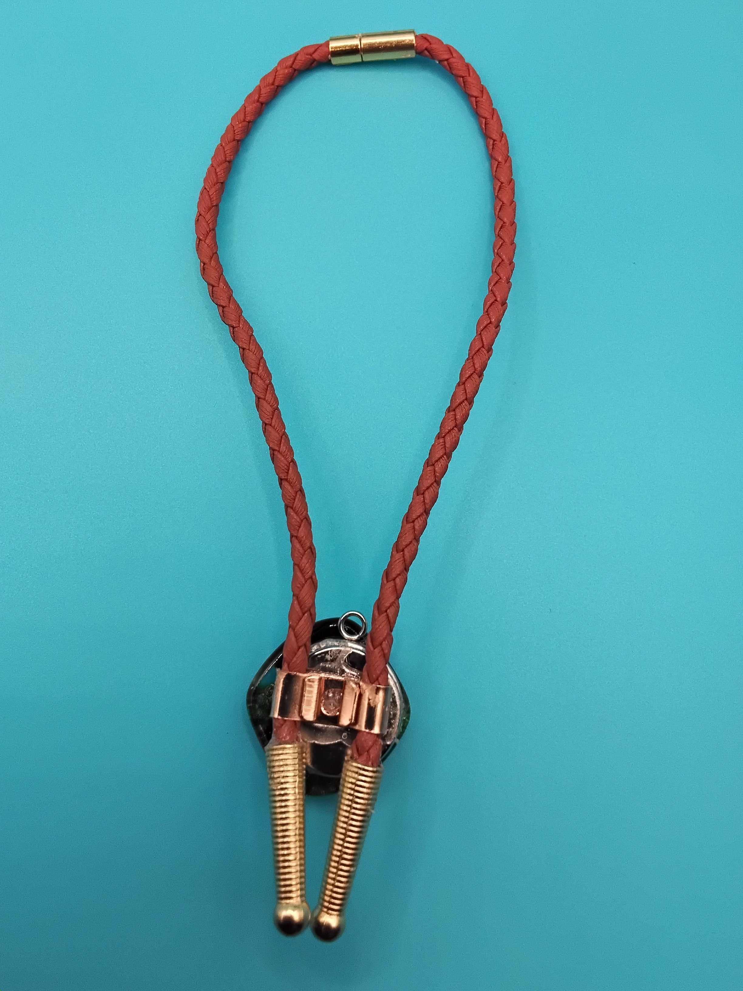 Magnetic Pet Bolo | Unique Gift for Dog & Cat Lovers | Dichroic Tan Faux Leather Bolo - Neck Size Up (S)