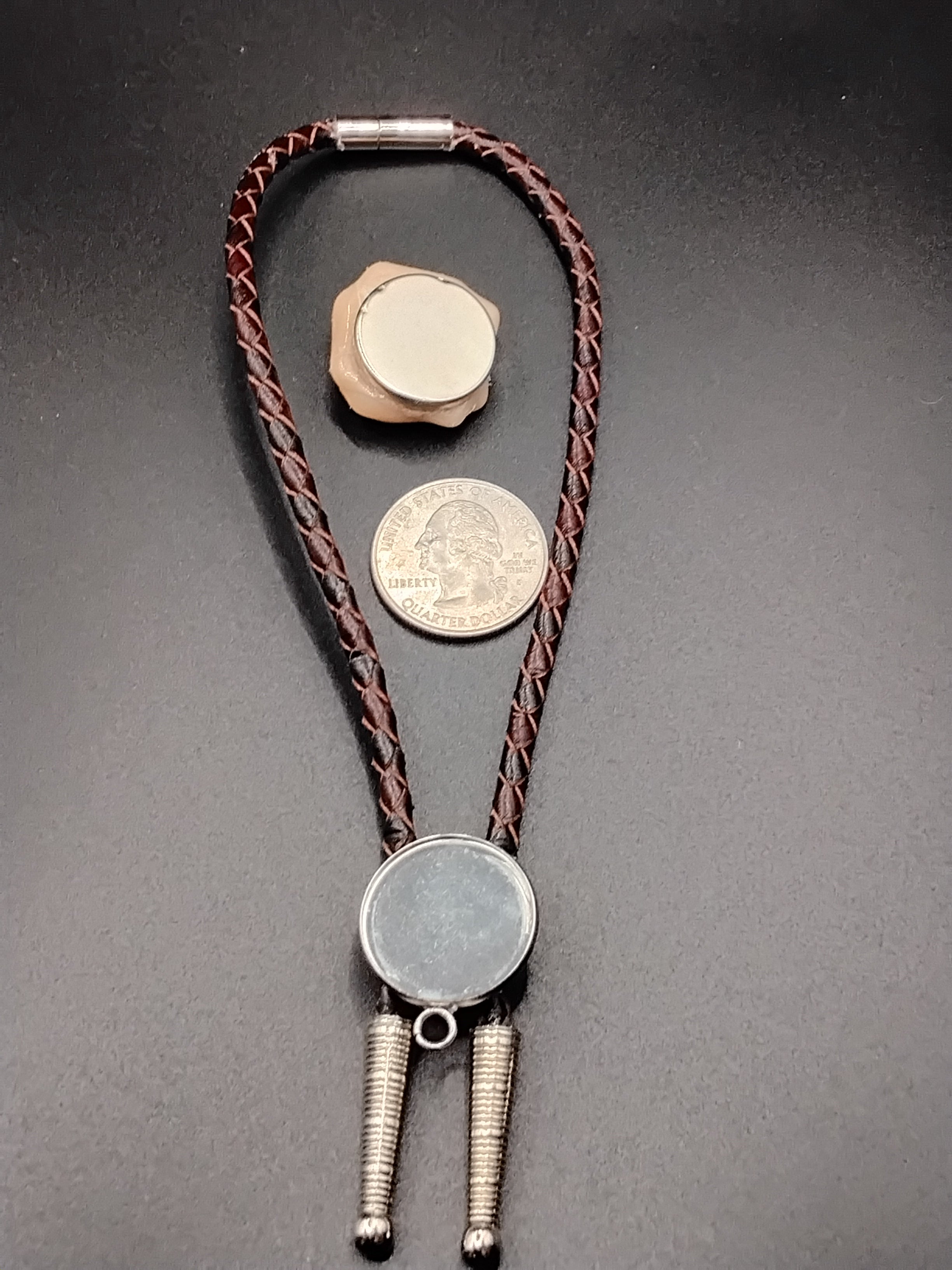 Magnetic Pet Bolo | Modern Western Bolo Tie for Pets | Dichroic Brown Genuine Leather Bolo -  Neck Size Up (S)