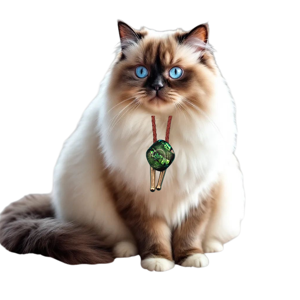 Magnetic Pet Bolo | Unique Gift for Dog & Cat Lovers | Dichroic Tan Faux Leather Bolo - Neck Size Up (S)