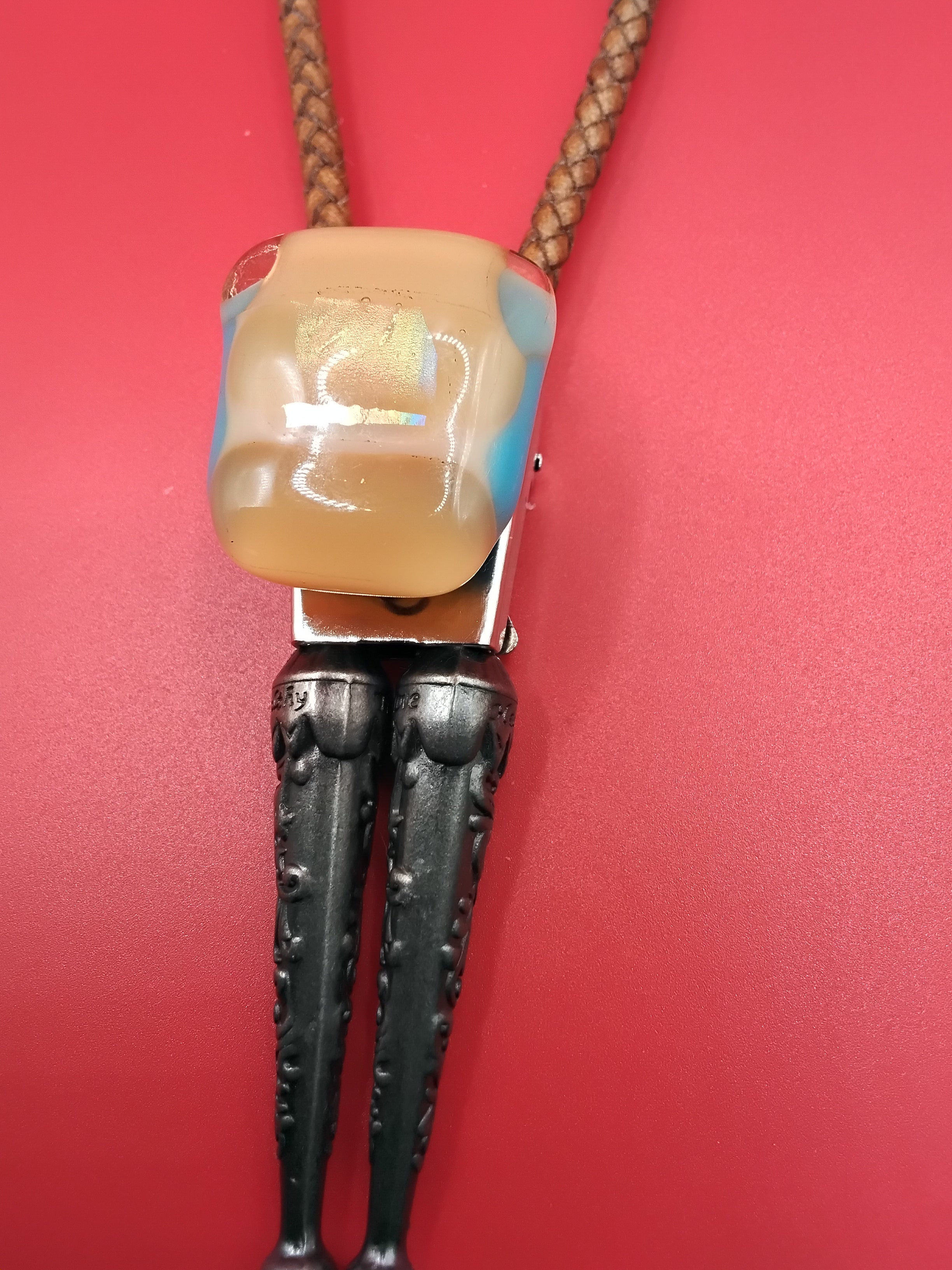 Magnetic Pet Bolo Dichroic Tan Genuine Leather Bolo -  Neck Size Up (S)
