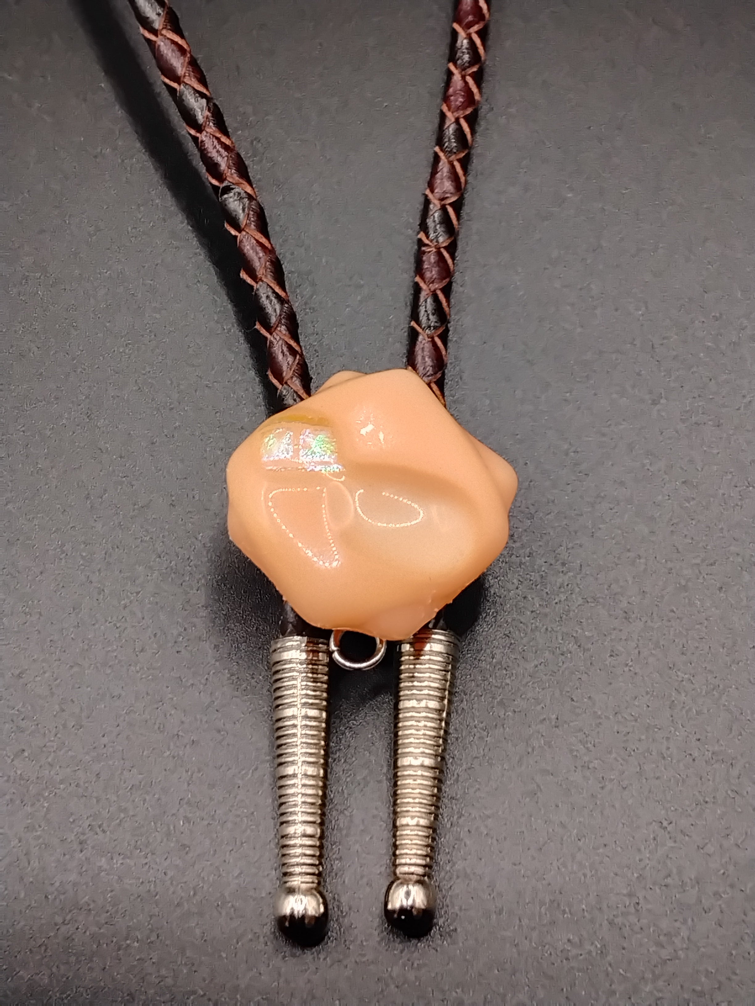 Magnetic Pet Bolo | Modern Western Bolo Tie for Pets | Dichroic Brown Genuine Leather Bolo -  Neck Size Up (S)