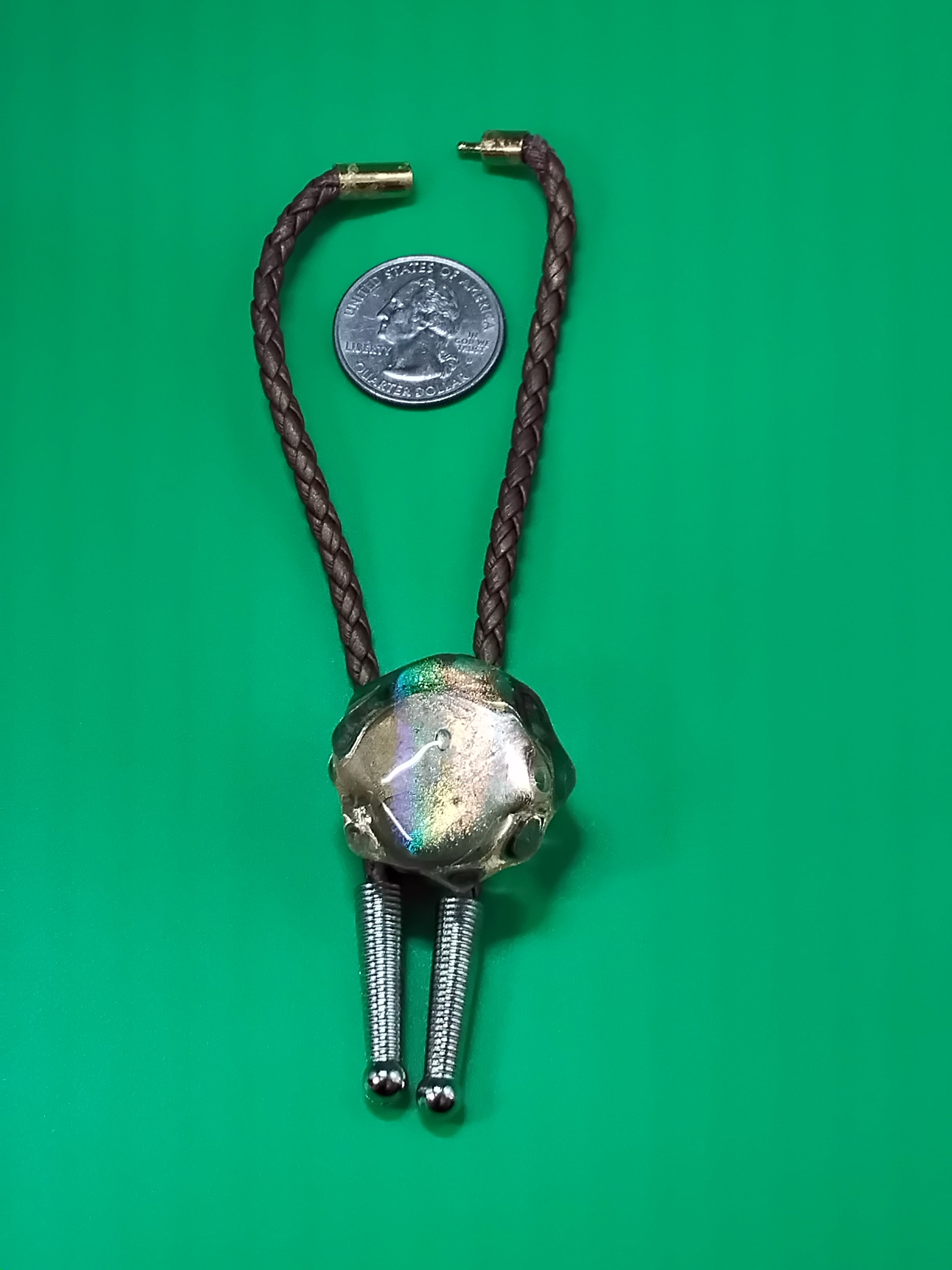 Magnetic Pet Bolo | Modern Western Bolo Tie for Pets | Dichroic Brown Faux Leather Bolo -  Neck Size Up (S)