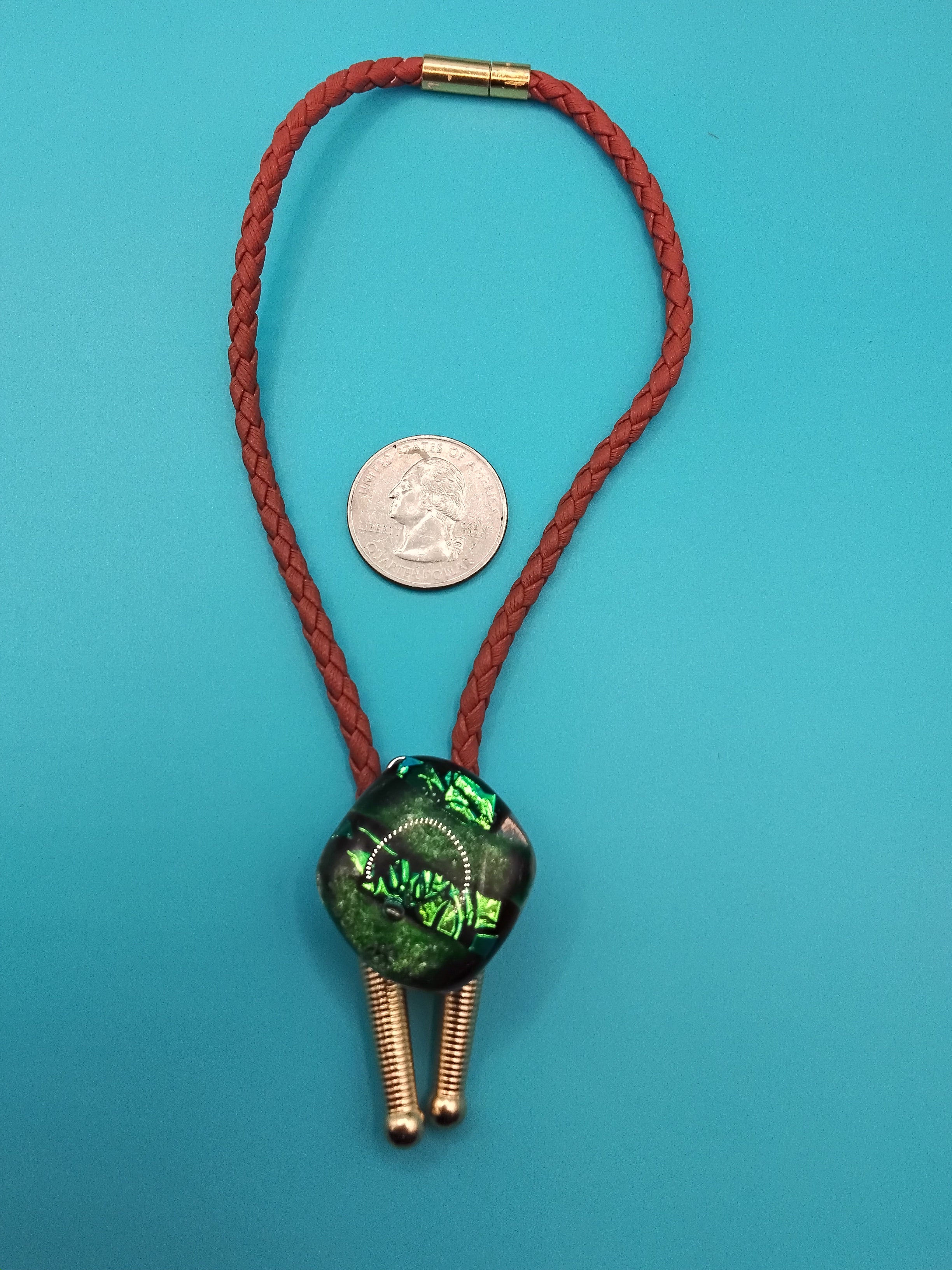 Magnetic Pet Bolo | Unique Gift for Dog & Cat Lovers | Dichroic Tan Faux Leather Bolo - Neck Size Up (S)