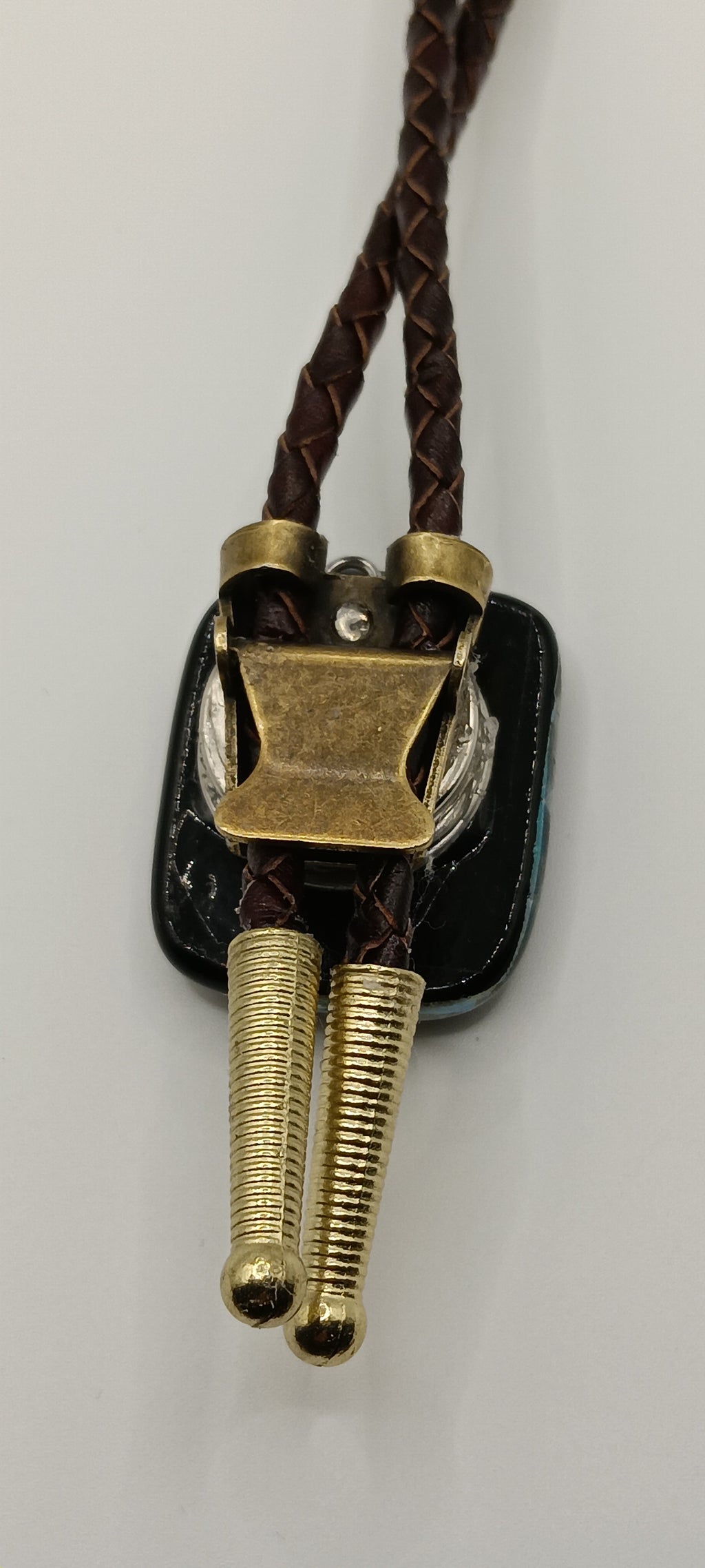 Magnetic Pet Bolo | Special Occasion Pet Accessory | Dichroic Brown Genuine Leather Bolo - Neck Size (XL)