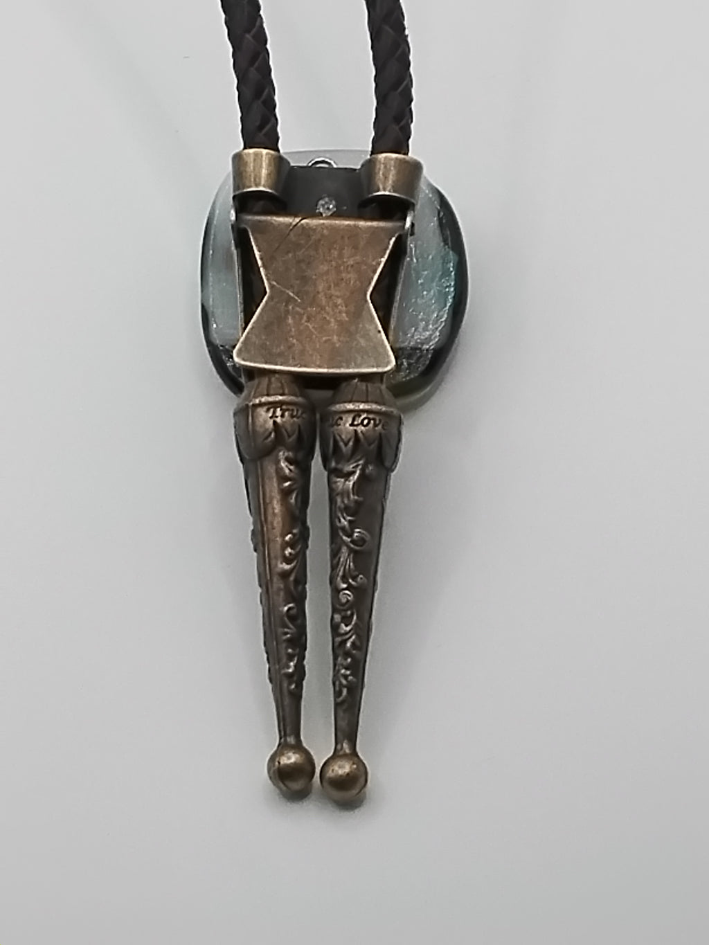 Magnetic Pet Bolo Dichroic | Lightweight Magnetic Pet Bolo Tie | Brown Genuine Leather Bolo - Neck Size (XL)