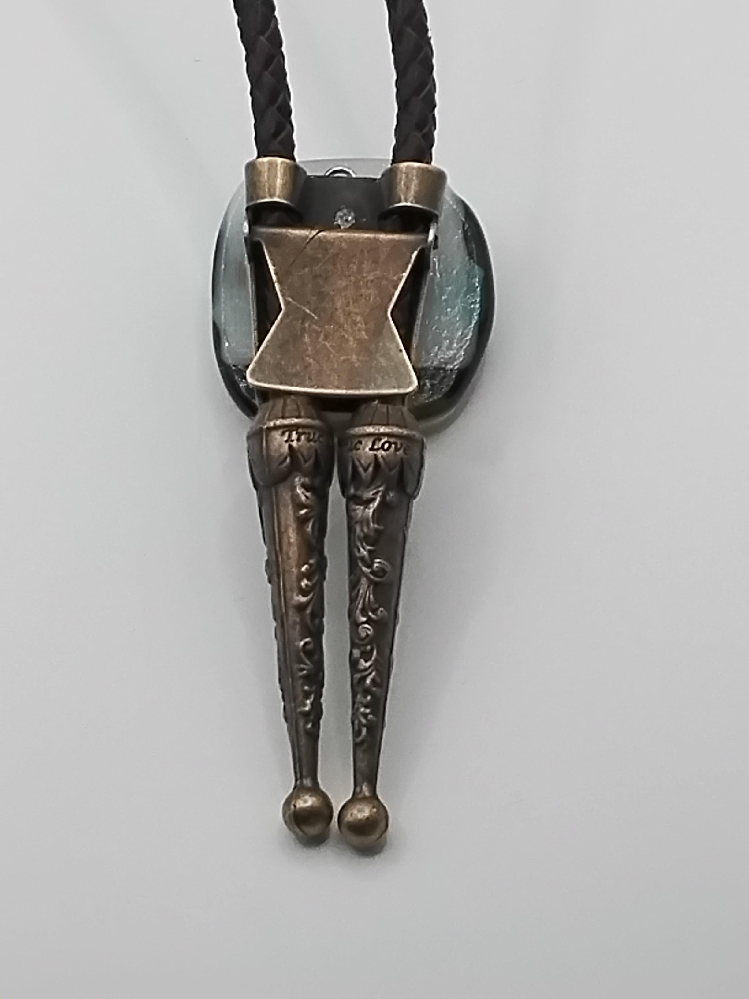 Magnetic Pet Bolo Dichroic | Lightweight Magnetic Pet Bolo Tie | Brown Genuine Leather Bolo - Neck Size (XL)