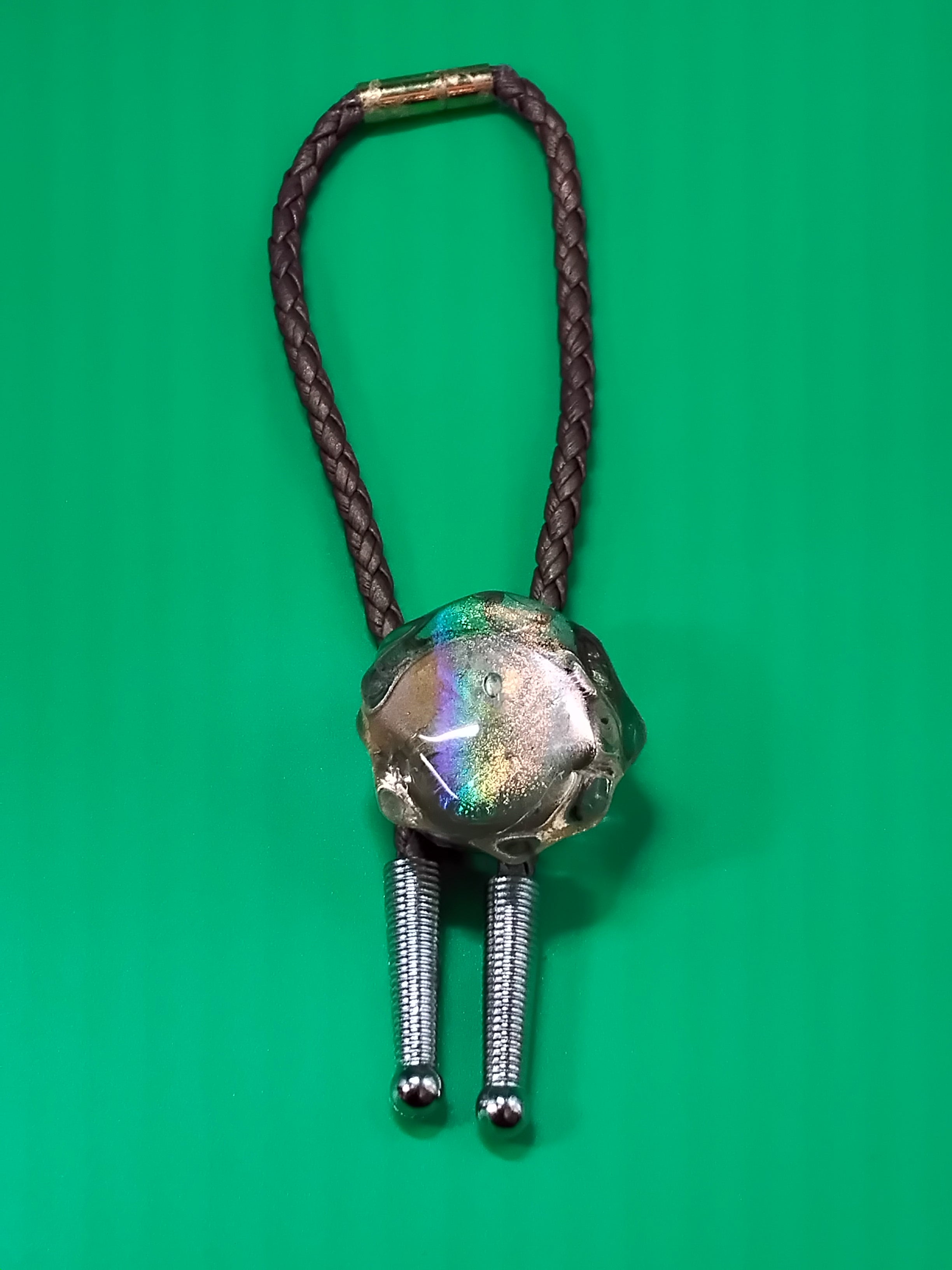 Magnetic Pet Bolo | Modern Western Bolo Tie for Pets | Dichroic Brown Faux Leather Bolo -  Neck Size Up (S)