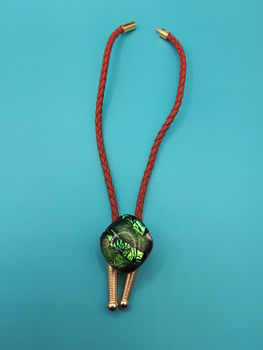 Magnetic Pet Bolo | Unique Gift for Dog & Cat Lovers | Dichroic Tan Faux Leather Bolo - Neck Size Up (S)