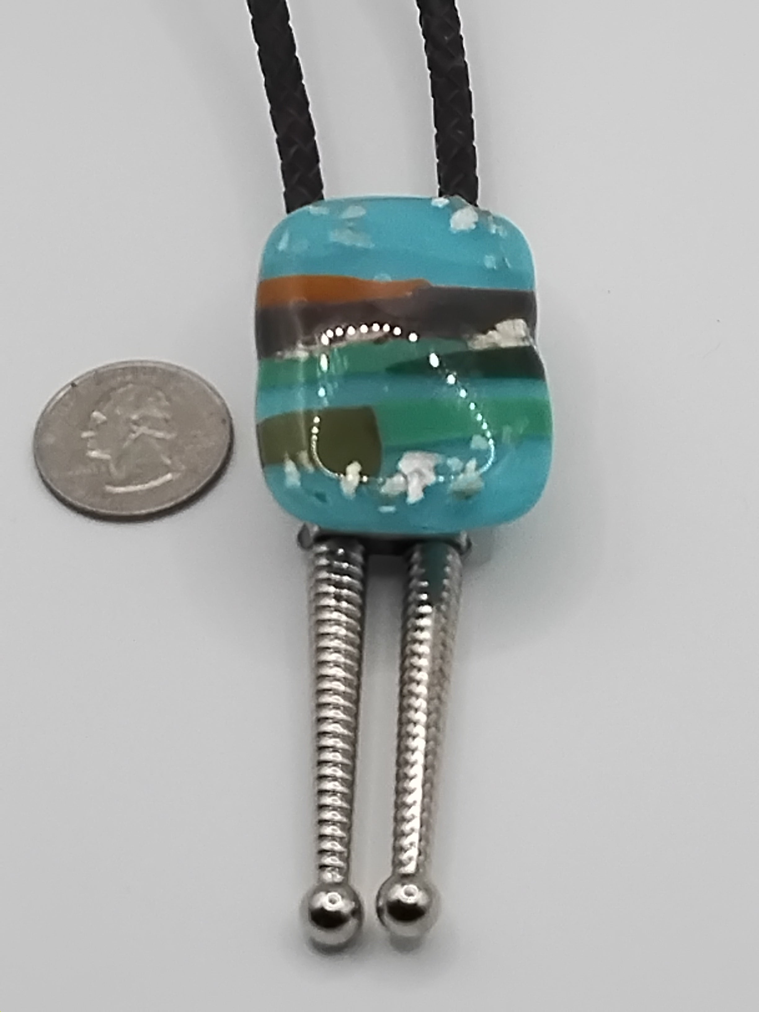 Magnetic Pet Bolo Dichroic | Easy-On Bolo Tie for Dogs & Cats | Brown Genuine Leather Bolo - Neck Size (XL)