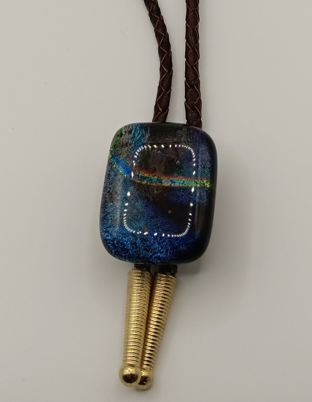 Magnetic Pet Bolo | Special Occasion Pet Accessory | Dichroic Brown Genuine Leather Bolo - Neck Size (XL)