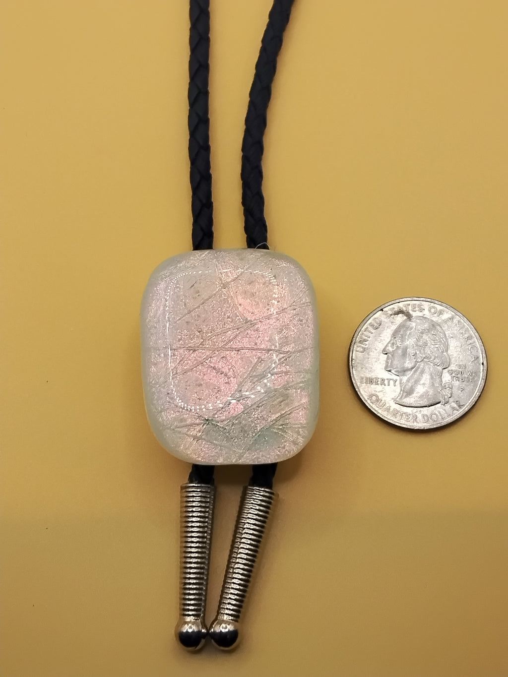 Pet Wearing Magnetic Bolo | Dichroic Black Faux Leather Bolo -  Neck Size Up (L)