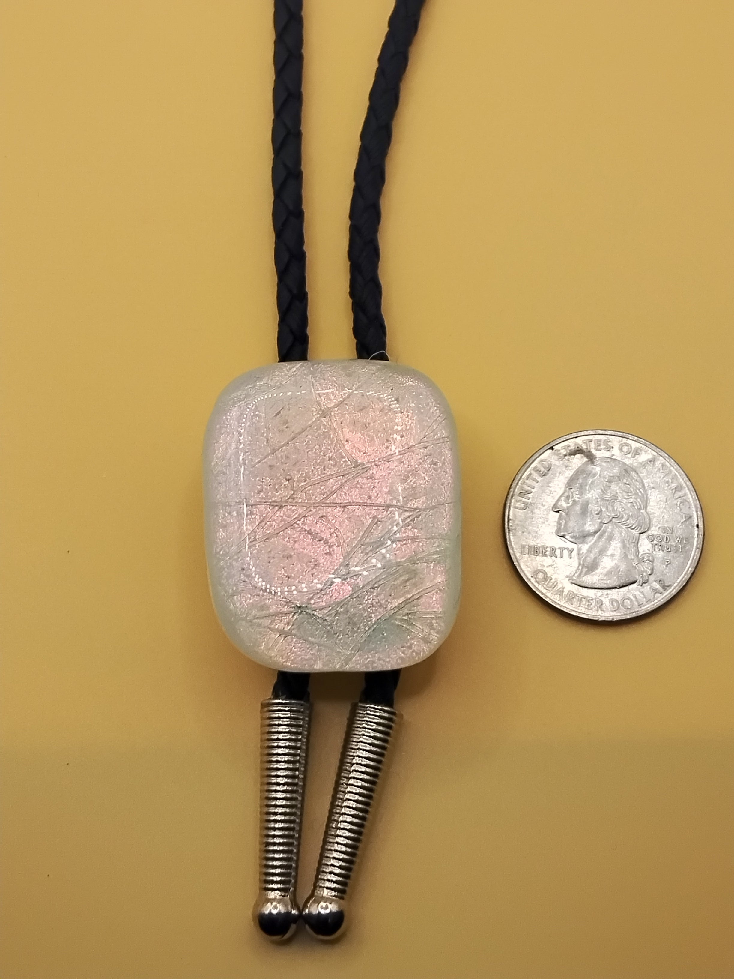 Pet Wearing Magnetic Bolo | Dichroic Black Faux Leather Bolo -  Neck Size Up (L)