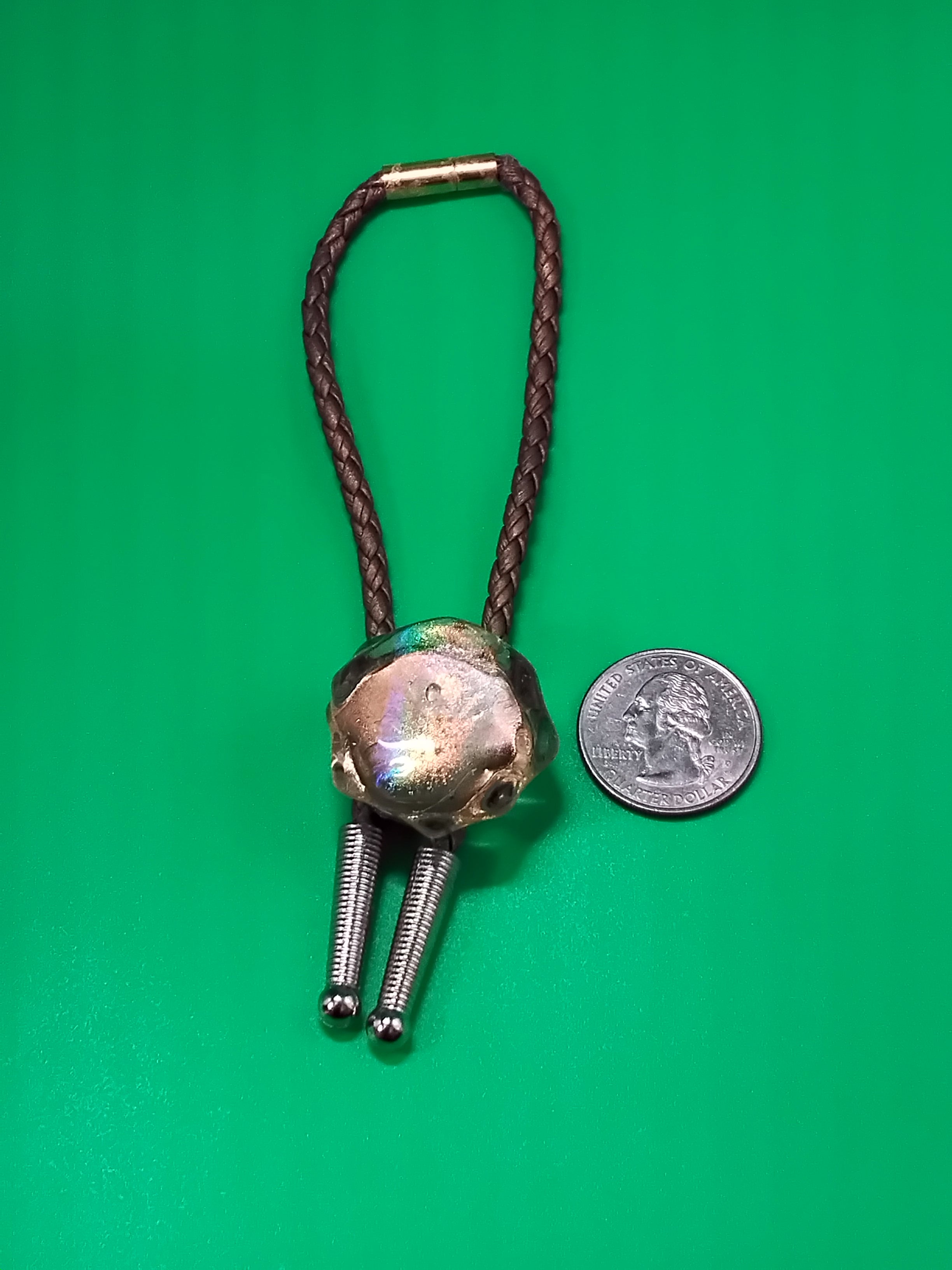 Magnetic Pet Bolo | Modern Western Bolo Tie for Pets | Dichroic Brown Faux Leather Bolo -  Neck Size Up (S)