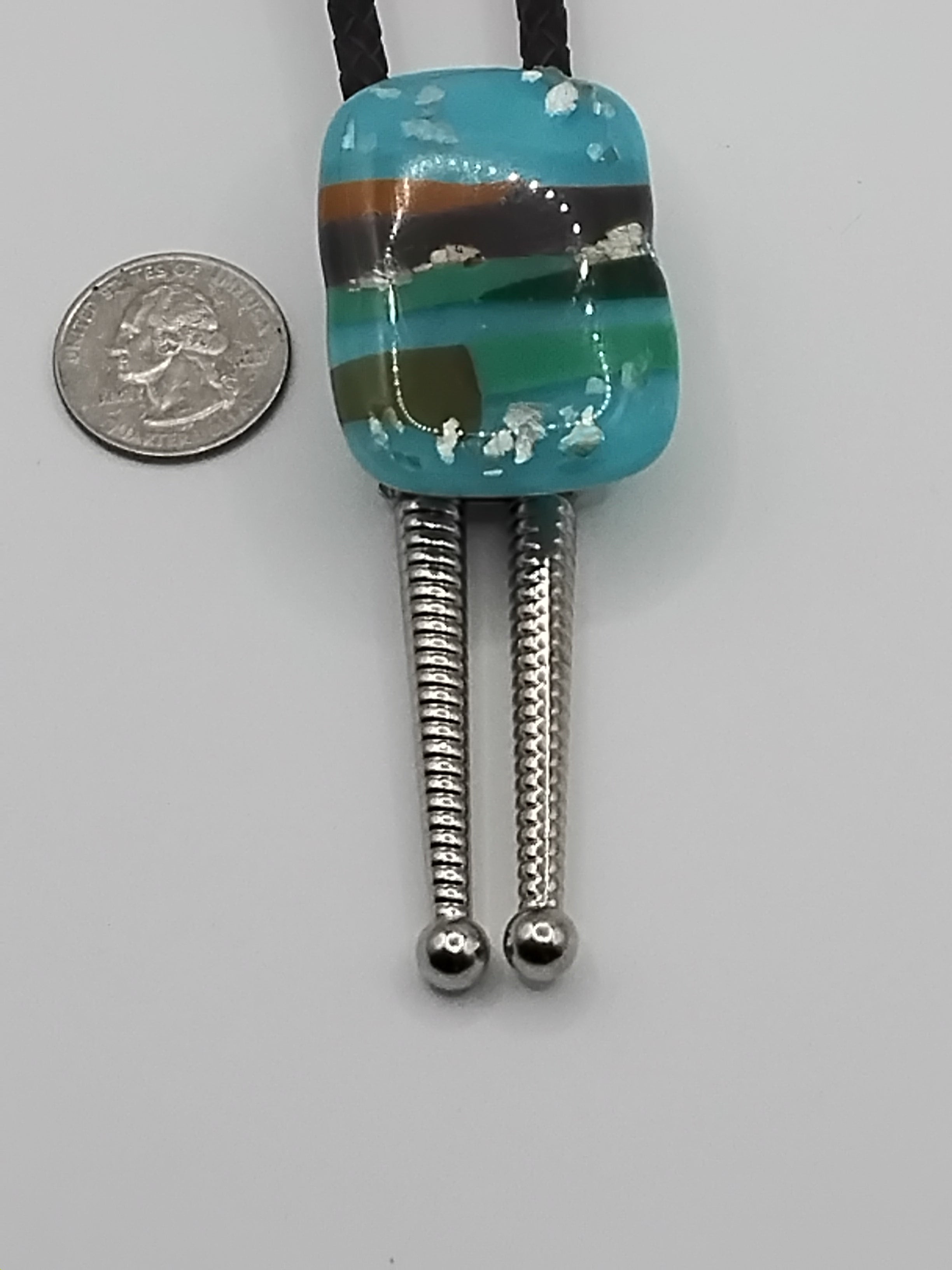 Magnetic Pet Bolo Dichroic | Easy-On Bolo Tie for Dogs & Cats | Brown Genuine Leather Bolo - Neck Size (XL)