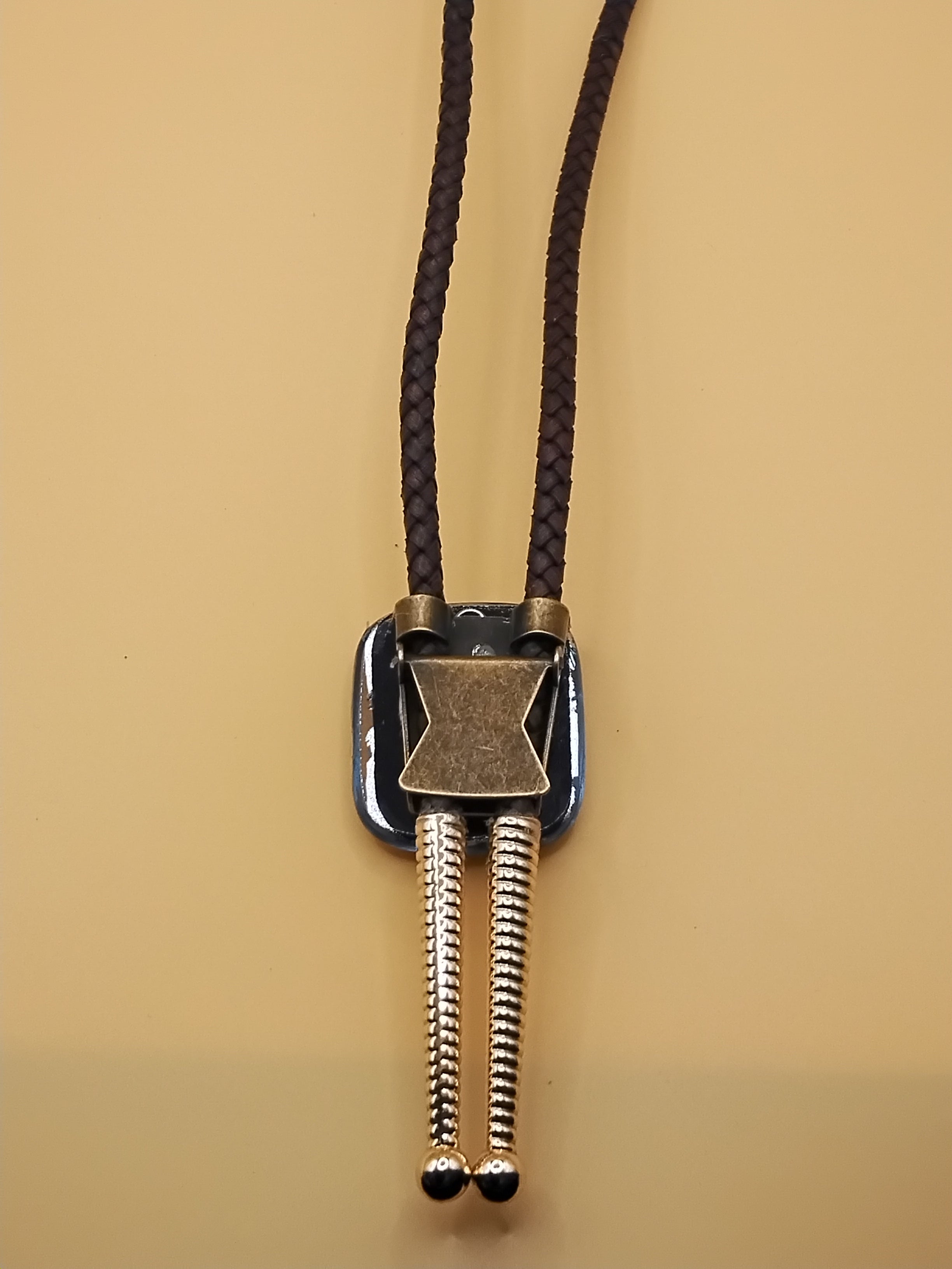 Handmade Magnetic Pet Bolo Tie | Dichroic Brown Genuine Leather Bolo - Neck Size (L)