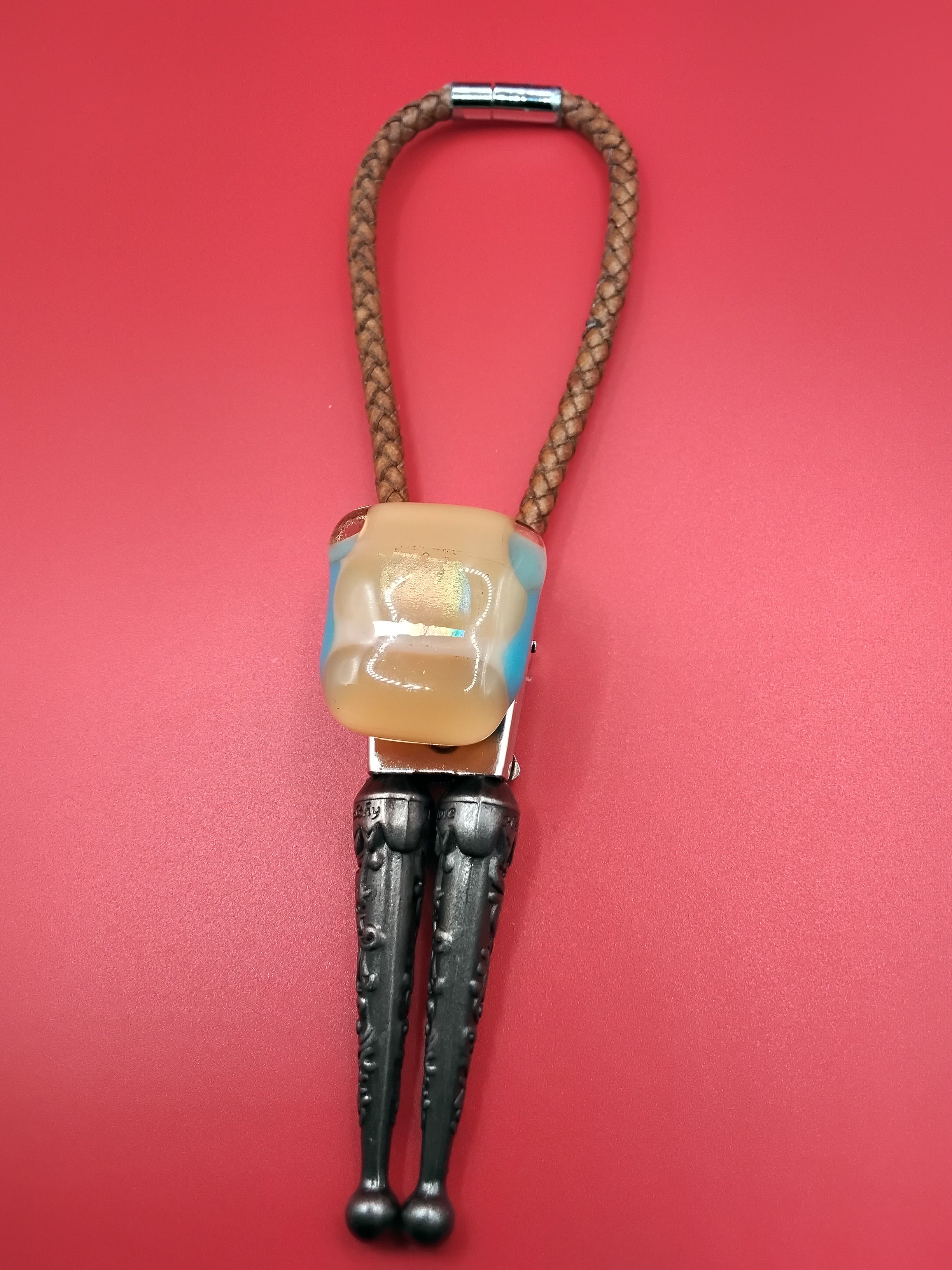 Magnetic Pet Bolo Dichroic Tan Genuine Leather Bolo -  Neck Size Up (S)