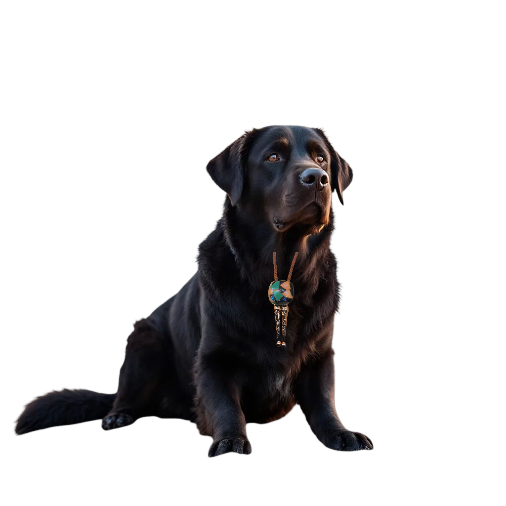 Magnetic Pet Bolo Tie for Dogs & Cats | Dichroic Tan Genuine Leather Bolo - Neck Size (M)