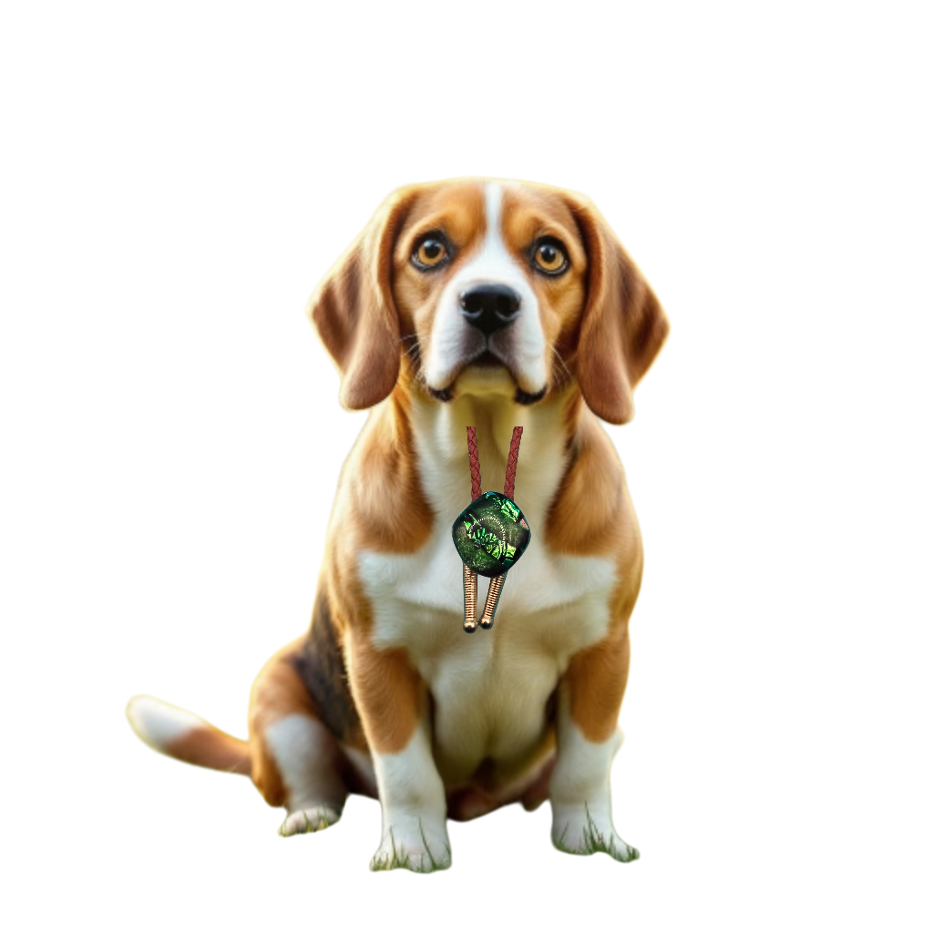 Magnetic Pet Bolo | Unique Gift for Dog & Cat Lovers | Dichroic Tan Faux Leather Bolo - Neck Size Up (S)