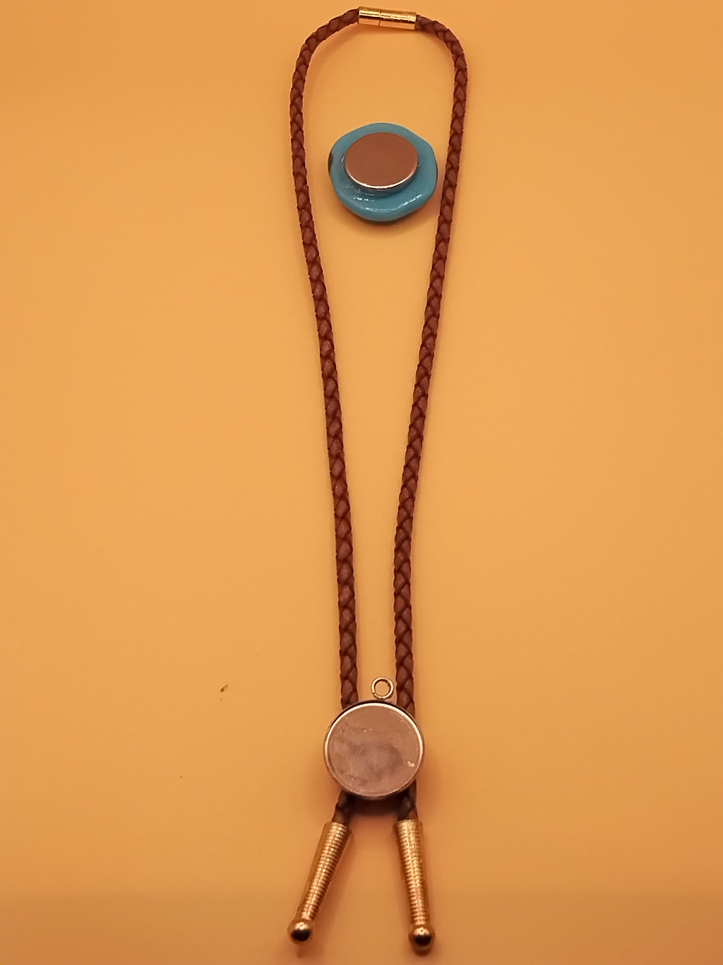 Magnetic Pet Bolo | Pet Accessory for Weddings & Photos | Dichroic Brown Genuine Leather Bolo - Neck Size (M)